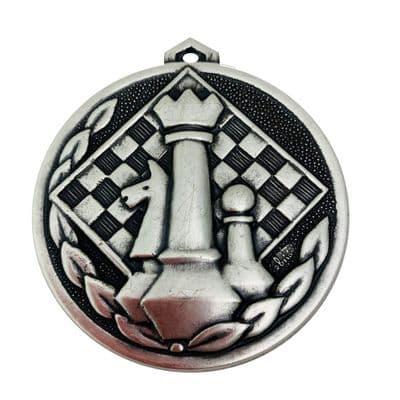 ANTIQUE SILVER 56mm HIgh Relief Chess Medal 118.56.s Medal
