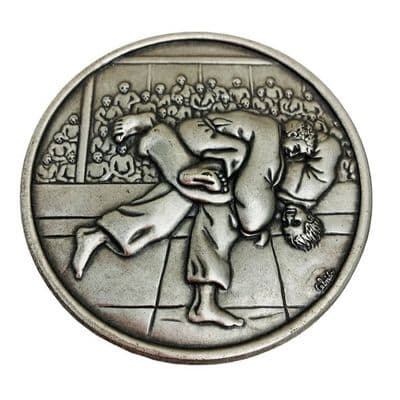 ANTIQUE SILVER 56mm High Relief Judo Medal 307.56.s Medal