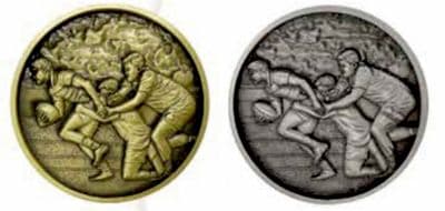 ANTIQUE SILVER 60mm Male Rugby Medal 135.060.s Medal