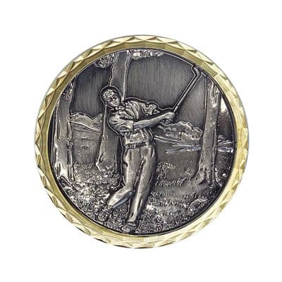 ANTIQUE SILVER 60mm The Chip Coin with Black Case 443c.60.g.b Medal