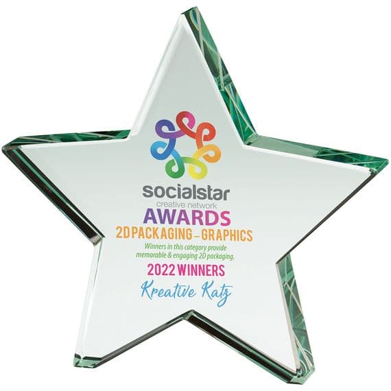 Aurora Jade Star Glass Award 125mm including etching