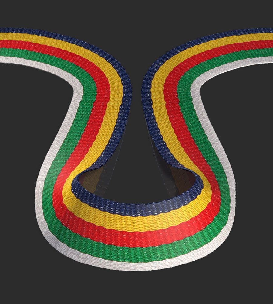 Blue/Yellow/Red/Green/White 22mm Ribbon