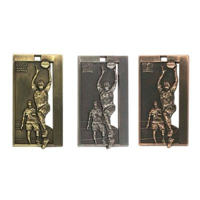 BRONZE 65mm Rectangle Basketball Medal 00.69.65.b Medal