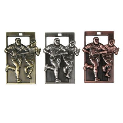 BRONZE 65mm Rectangle Rugby Medal 00.75.65.b Medal