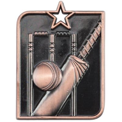 BRONZE Centurion Star Series Cricket Medal Bronze 53x40mm