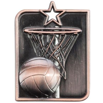 BRONZE Centurion Star Series Netball Medal Bronze 53x40mm