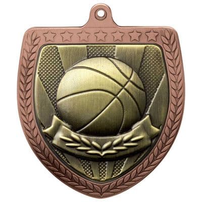BRONZE Cobra Basketball Shield Medal Bronze 75mm