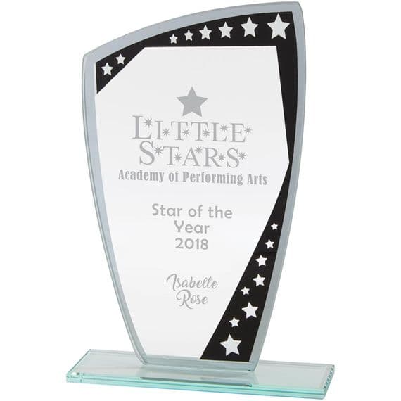 Cosmic Mirror Glass Award Black & Silver 190mm including etching