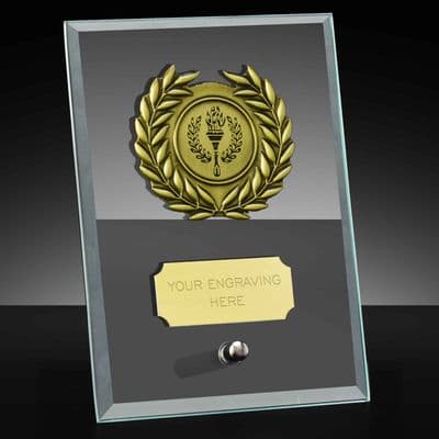 Crest Jade Glass Plaque With A Laurel Trim 10.5cm (4 1/4