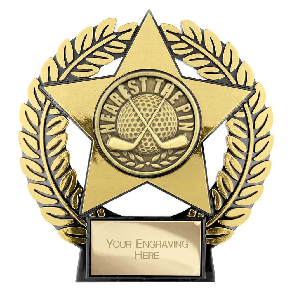 Emperor Star Nearest the Pin Plaque Gold 120mm Engraved Tr