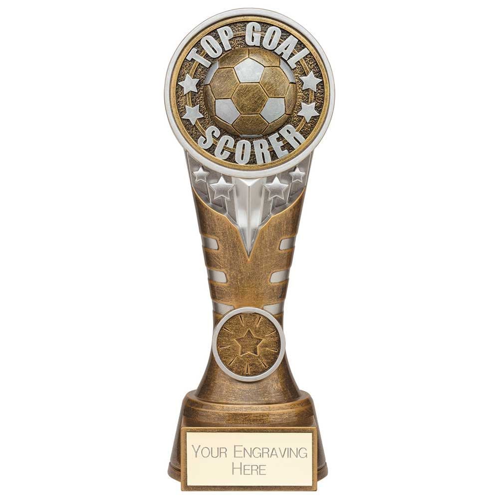 Football Trophy – Ikon Tower Top Goal Scorer Award Antique Silver