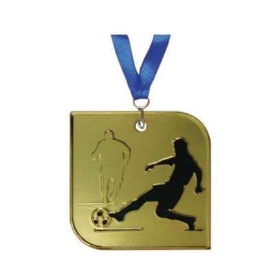 GOLD 50mm Square Football Medal 00.27.050.g Medal