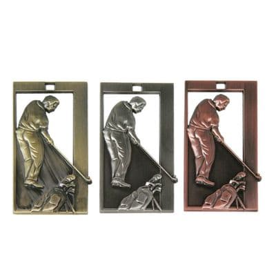 GOLD 65mm Rectangle Golf Medal 00.74.65.g Medal