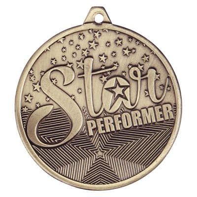 GOLD Cascade Star Performer Iron Medal Antique Gold 50mm
