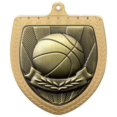 GOLD Cobra Basketball Shield Medal Gold 75mm