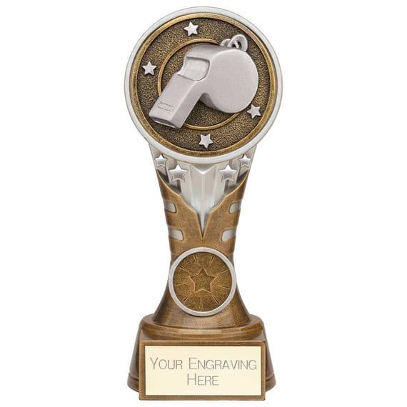 PA24155C Ikon Tower Referee Award Antique Silver & Gold 175mm