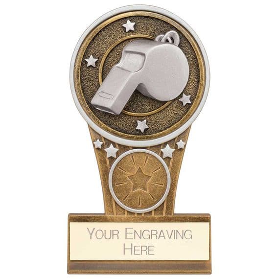 PA24155A Ikon Tower Referee Plaque Award Antique Silver & Gold 125mm