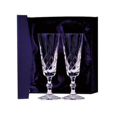 Lindisfarne Orco Crystal Champagne Glasses 280mm including etching