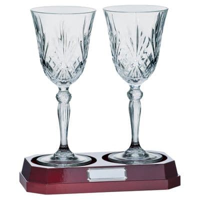 Lindisfarne St Joseph Crystal Wine Glasses 220mm including etching
