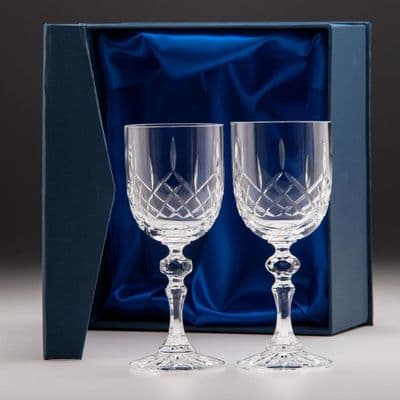 Lindisfarne Suna Crystal Wine Glasses 250mm including etching