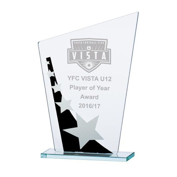 Mega Star Jade Glass Award Black & Silver 165mm including etching