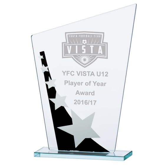 Mega Star Jade Glass Award Black & Silver 205mm including etching