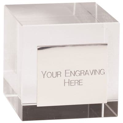 Mentor Block Crystal Award 50mm with plate