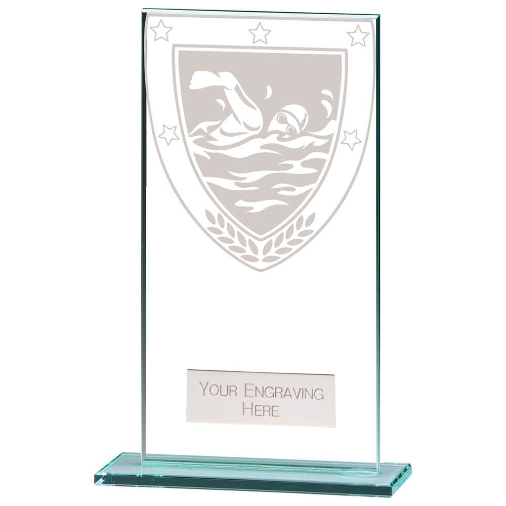 Millennium Swimming Jade Glass Award 160mm Engraved Trophy