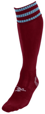 Precision 3 Stripe Football Socks Junior Maroon/Sky J12-2