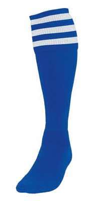 Precision 3 Stripe Football Socks Junior Royal/White 3-6