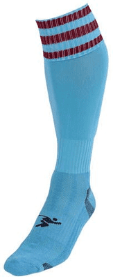 Precision 3 Stripe Football Socks Junior Sky/Maroon J12-2