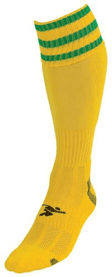Precision 3 Stripe Football Socks Junior Yellow/Emerald J12-2