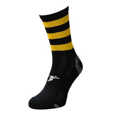 Precision Pro Hooped GAA Mid Socks Junior Black/Amber J8-J11