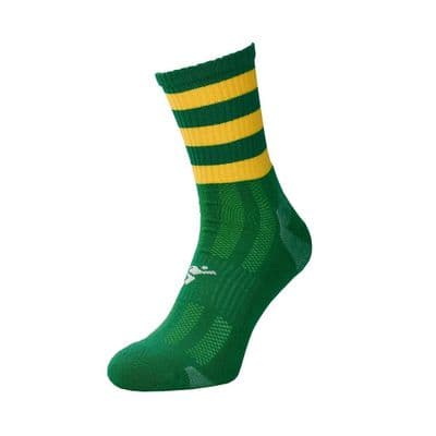 Precision Pro Hooped GAA Mid Socks Junior Green/Gold 3-6