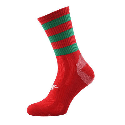 Precision Pro Hooped GAA Mid Socks Junior Red/Green J12-2