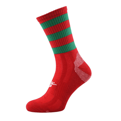 Precision Pro Hooped GAA Mid Socks Red/Green 7-11