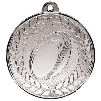 SILVER Aviator Rugby Medal Antique Silver 50mm