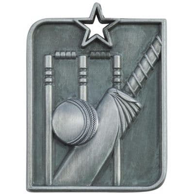 SILVER Centurion Star Series Cricket Medal Silver 53x40mm