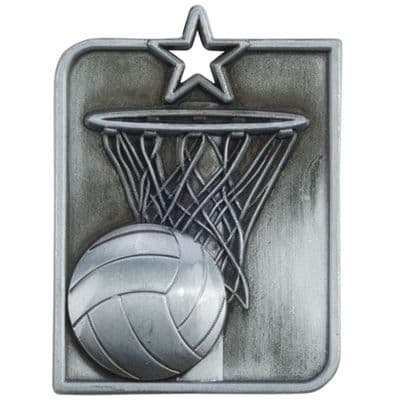 SILVER Centurion Star Series Netball Medal Silver 53x40mm