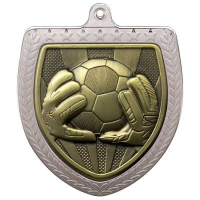 SILVER Cobra Football Goal Keeper Shield Medal Silver 75mm