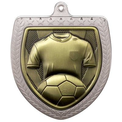 SILVER Cobra Football Shirt & Ball Shield Medal Silver 75mm