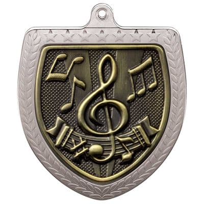 SILVER Cobra Music Shield Medal Silver 75mm