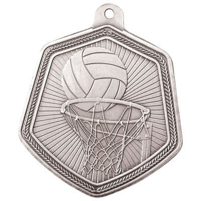 SILVER Falcon Netball Medal Silver 65mm