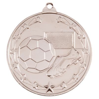 SILVER Starboot Economy Football Medal Silver 50mm