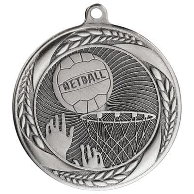 SILVER Typhoon Netball Medal Silver 55mm
