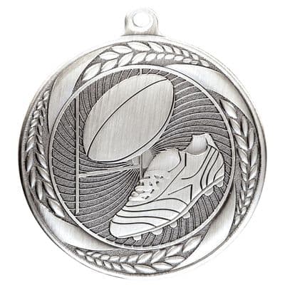 SILVER Typhoon Rugby Medal Silver 55mm