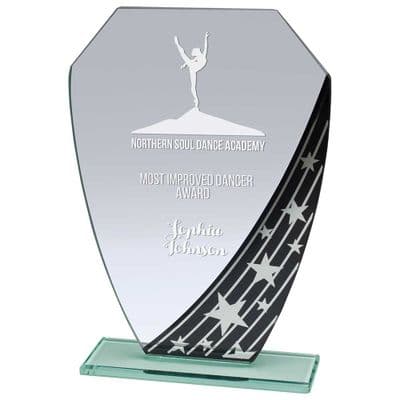 Starlight Hex Jade Glass Award Black 185mm (5mm Thick)