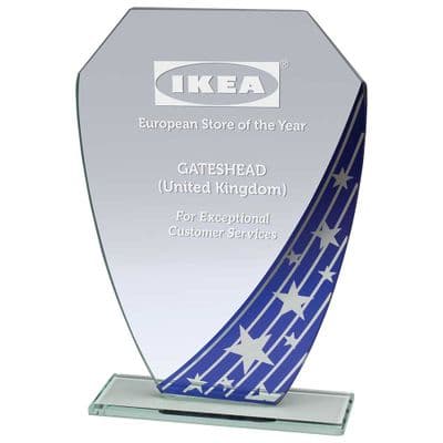 Starlight Hex Jade Glass Award Blue 185mm (5mm Thick)