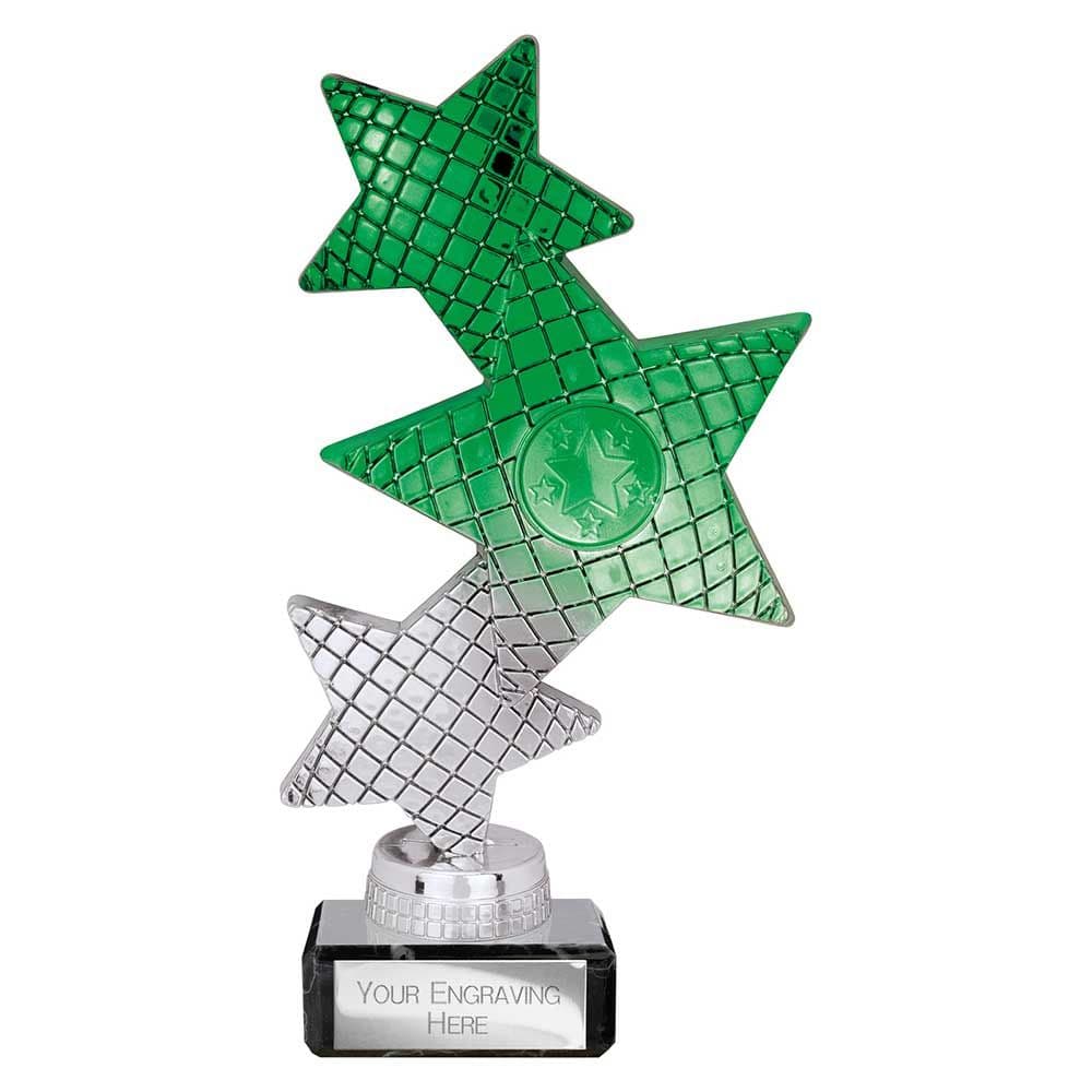 Trinity Star Multisport Plastic Trophy Green & Silver 185mm