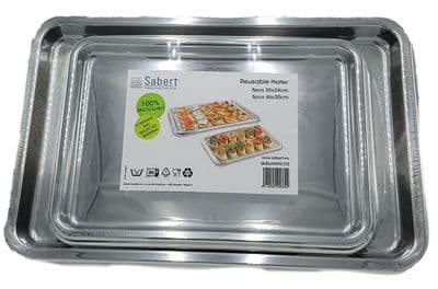 10 Sabert Plastic Food/Sandwich Party Platter Large & Small Serving Trays Silver